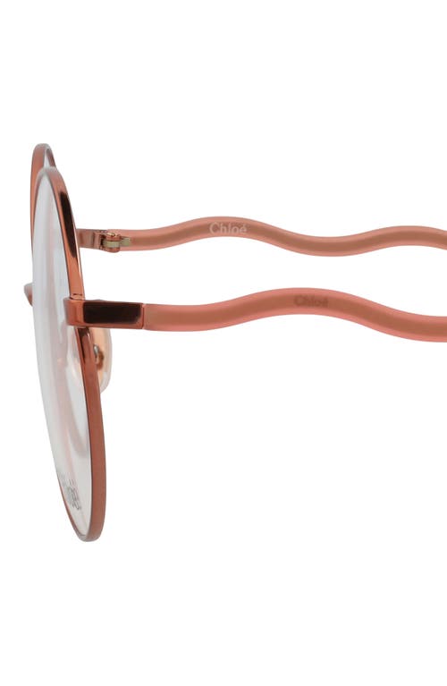 Chloé Core 53mm Round Optical Glasses In Brown Pink Transparent