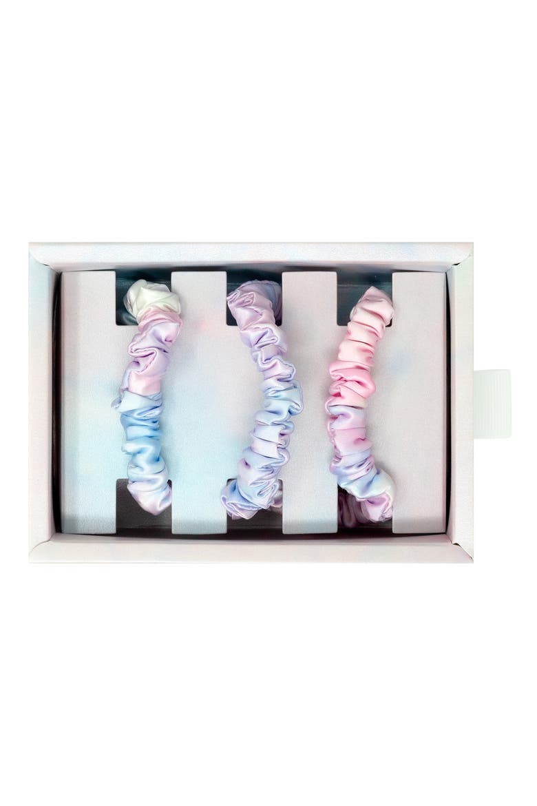 3-Pack Skinny Silk Scrunchies, Alternate, color, TIE DYE