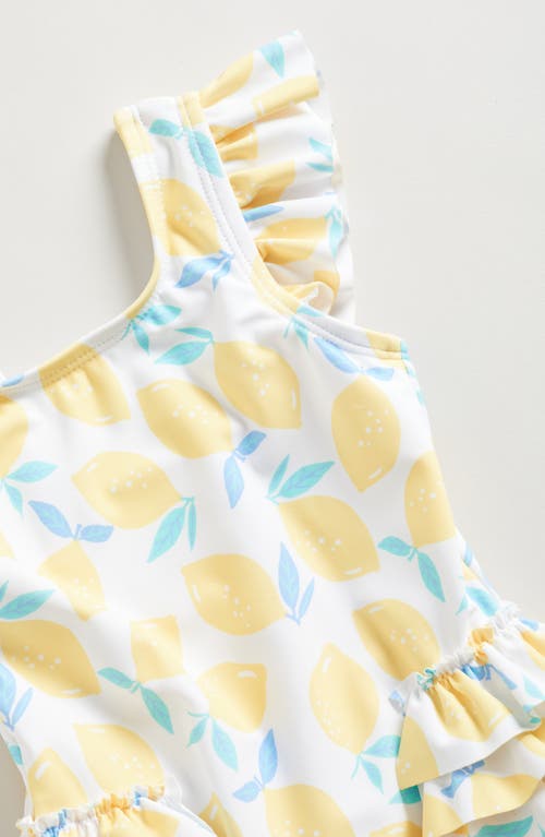 Tucker + Tate Ruffle One-piece Swimsuit In White- Yellow Lemon Toss