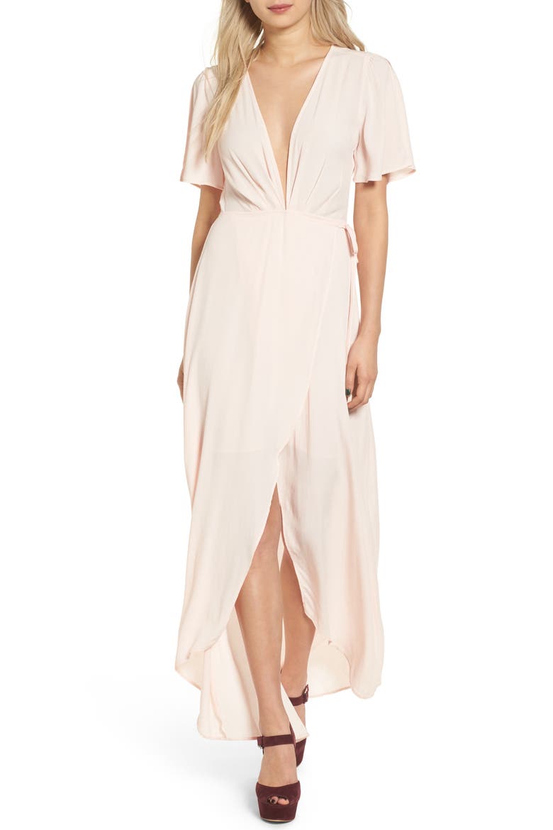 ASTR Selma Floral Print Wrap Dress, Alternate, color, BLUSH