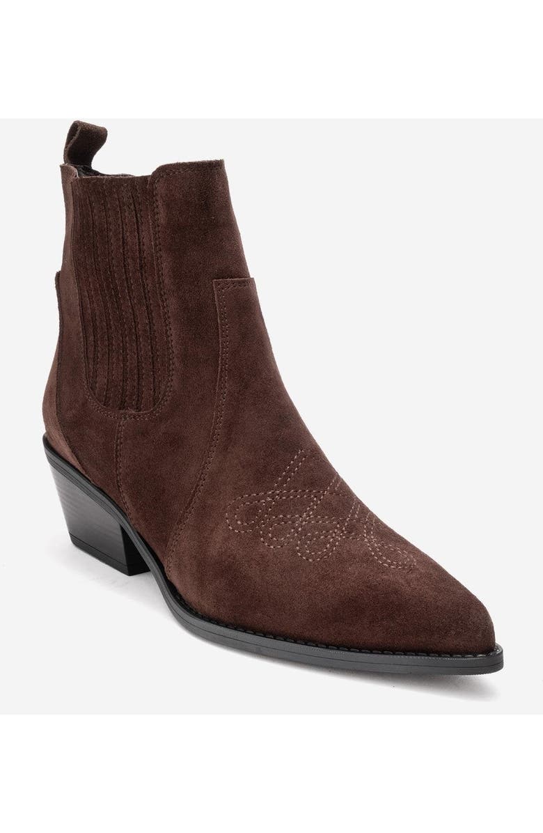Forever & Always Shoes Julieta Leather Block Heel Western Boot, Alternate, color, Brown Suede