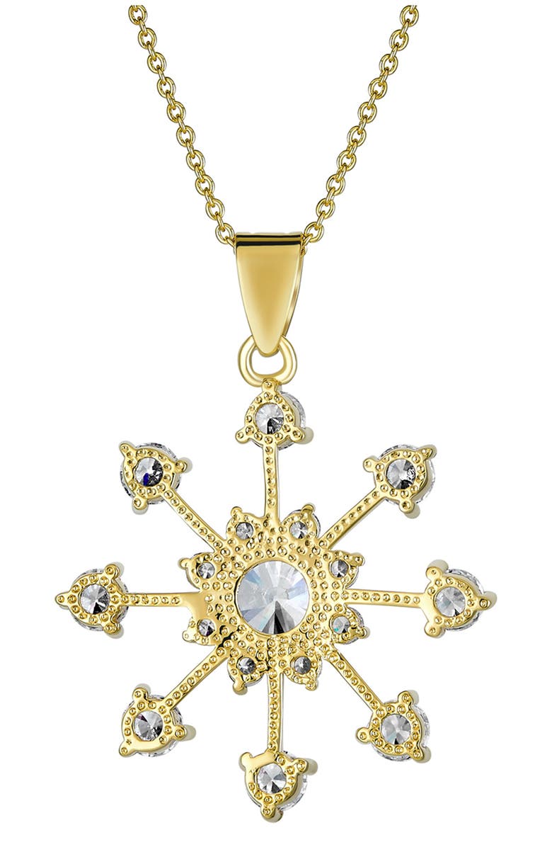 BLING JEWELRY CZ Snowflake Pendant Necklace, Alternate, color, Grey