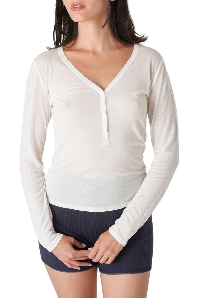 Long Sleeve Henley Top, Main, color, WHITE