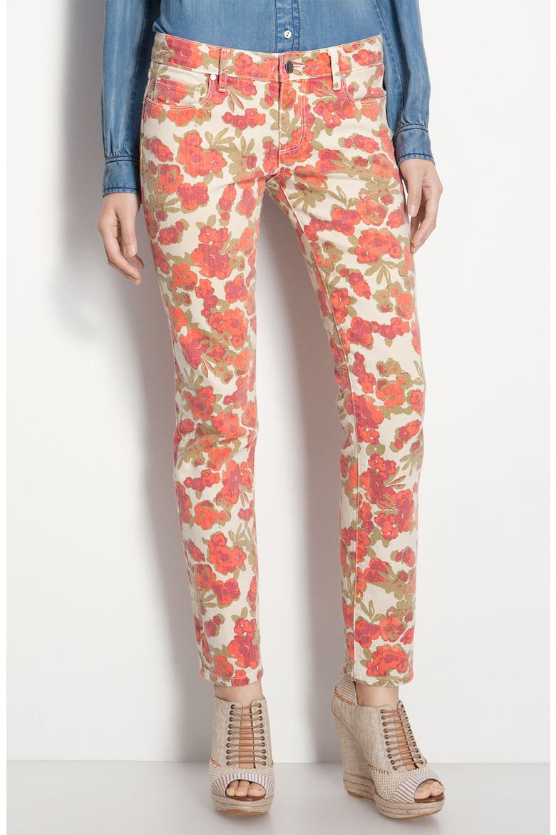 Denim 'Skyline' Floral Skinny Ankle Jeans, Alternate, color, CHELLO IVORY PRINT