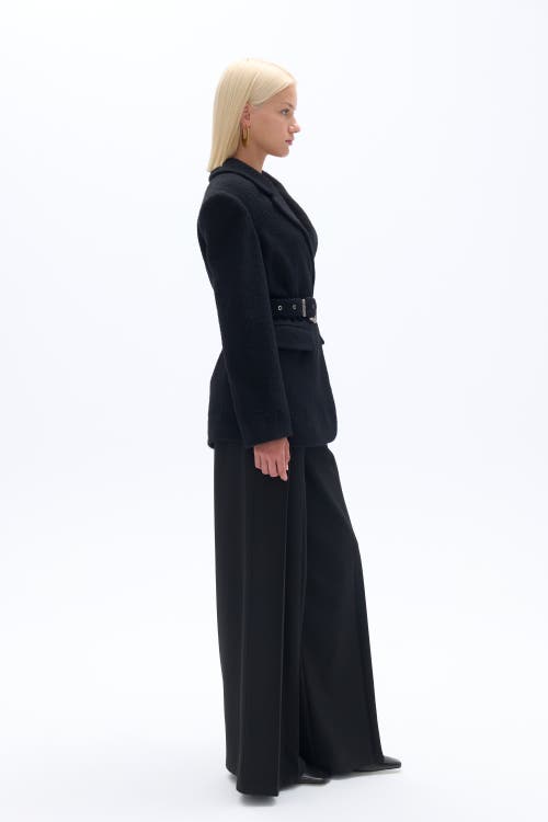 Shop Nocturne Self-belted Double Breasted Jacket In Black