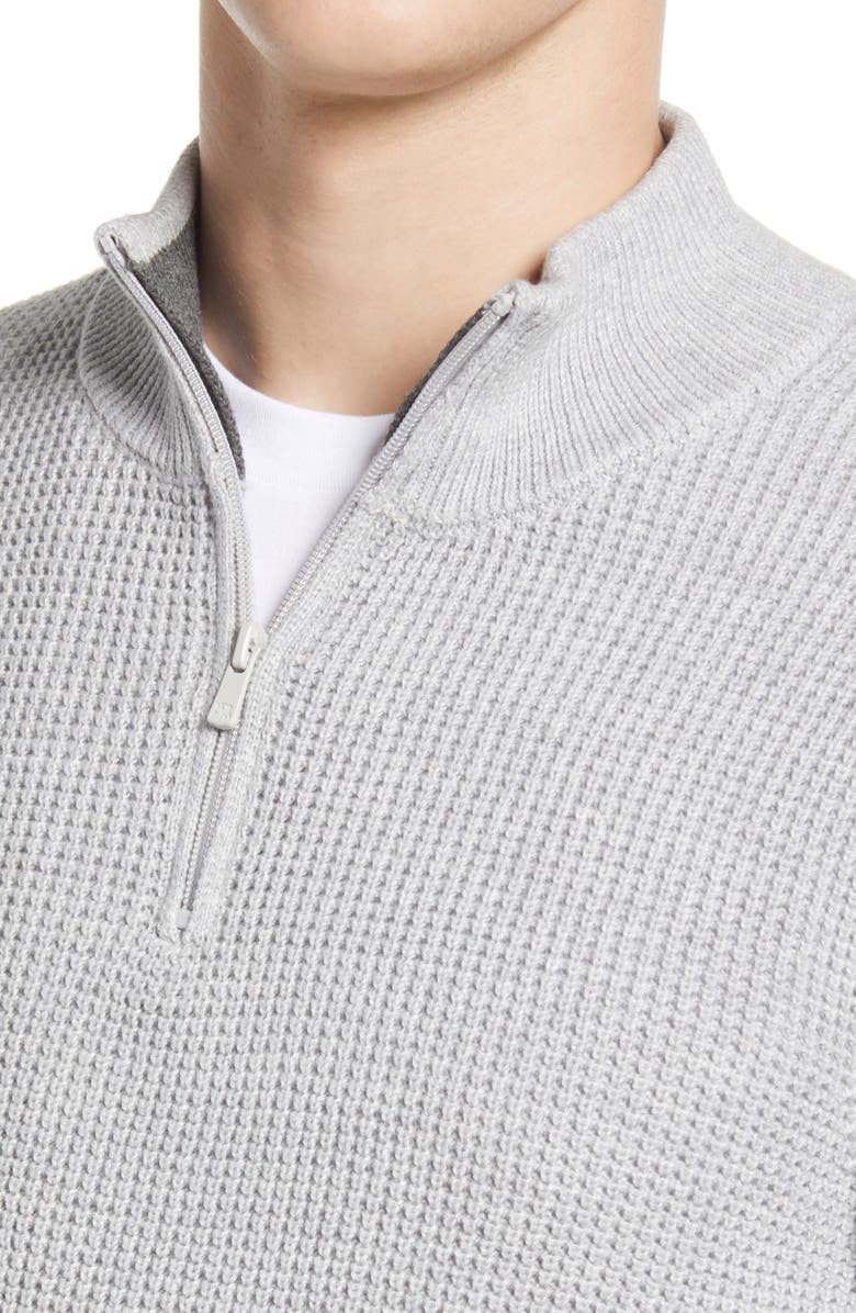 The Normal Brand Waffle Knit Quarter Zip Pullover, Alternate, color, Grey