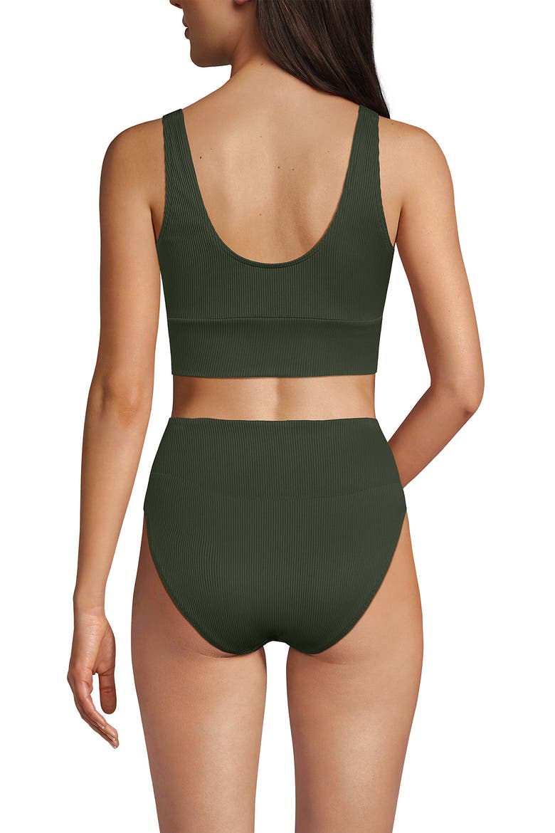 Tugless Tankini Top and High Waisted Bottom Swimsuit Set, Alternate, color, Rich Olive Green Ottoman