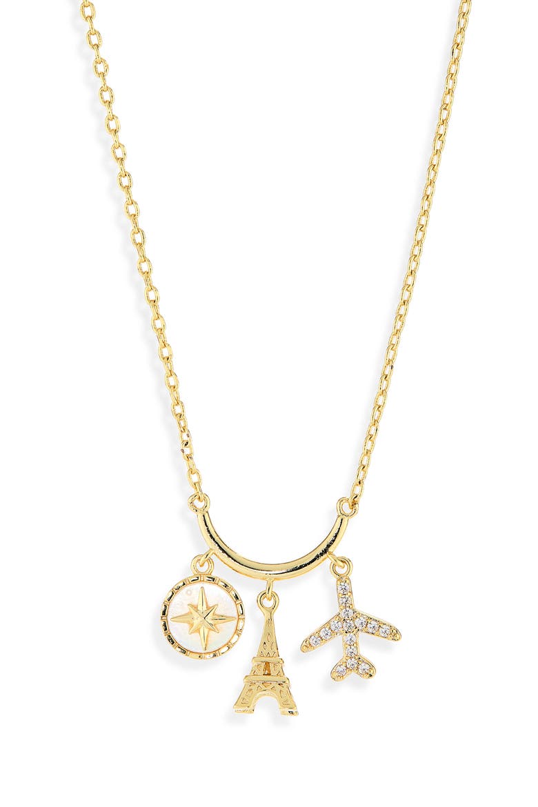 Paris Charm Necklace, Main, color, GOLD