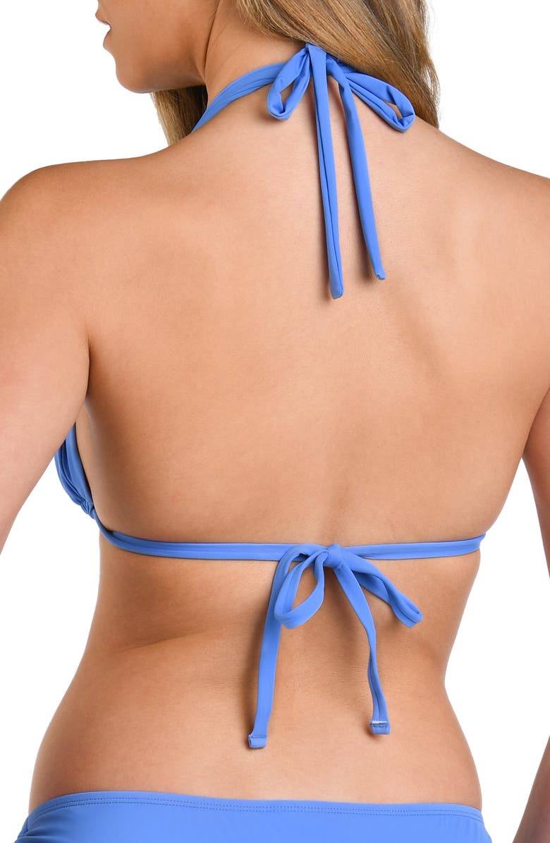 La Blanca Halter Bikini Top, Alternate, color, Chambray