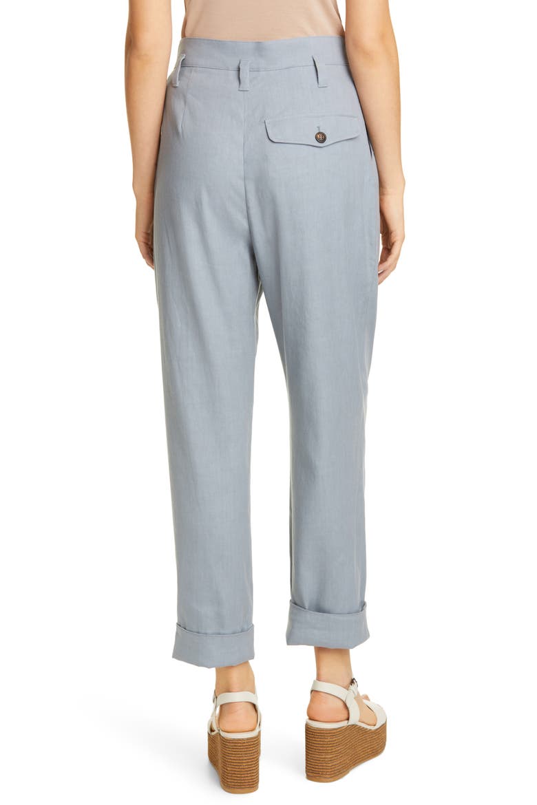 Pleated Stretch Linen & Cotton Pants, Alternate, color, CLOUD
