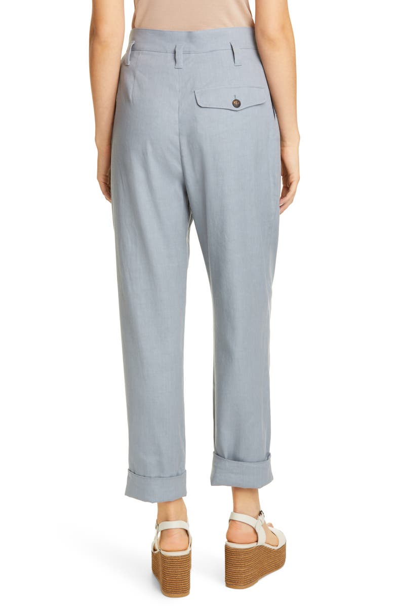 Brunello Cucinelli Pleated Stretch Linen & Cotton Pants, Alternate, color, 