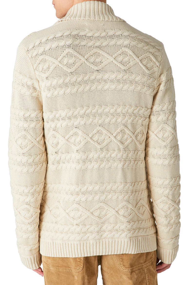 Shawl Collar Cable Stitch Cardigan, Alternate, color, WHITECAP GRAY