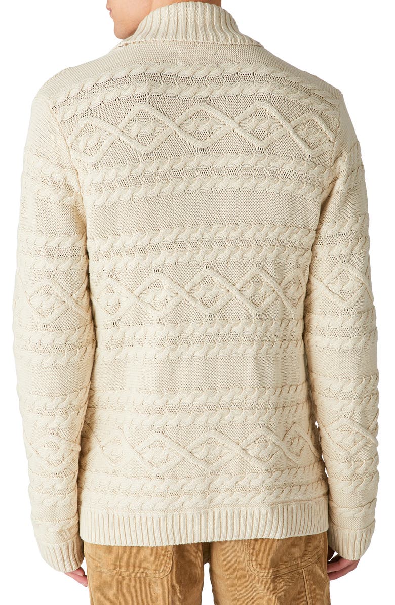 Lucky Brand Shawl Collar Cable Stitch Cardigan, Alternate, color,