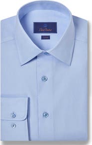 David Donahue Trim Fit Diamond Dobby Dress Shirt