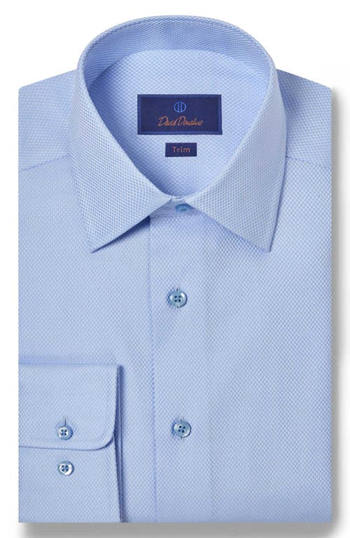 David Donahue Trim Fit Light Blue Pima Cotton Dobby Dress Shirt In Sky