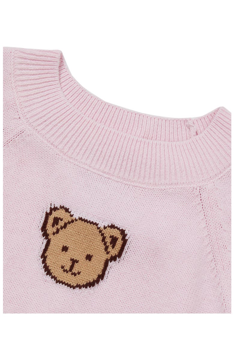 Girls Short Sleeve Fitted Sweater, Alternate, color, Teddy Bear/Pink Tulle