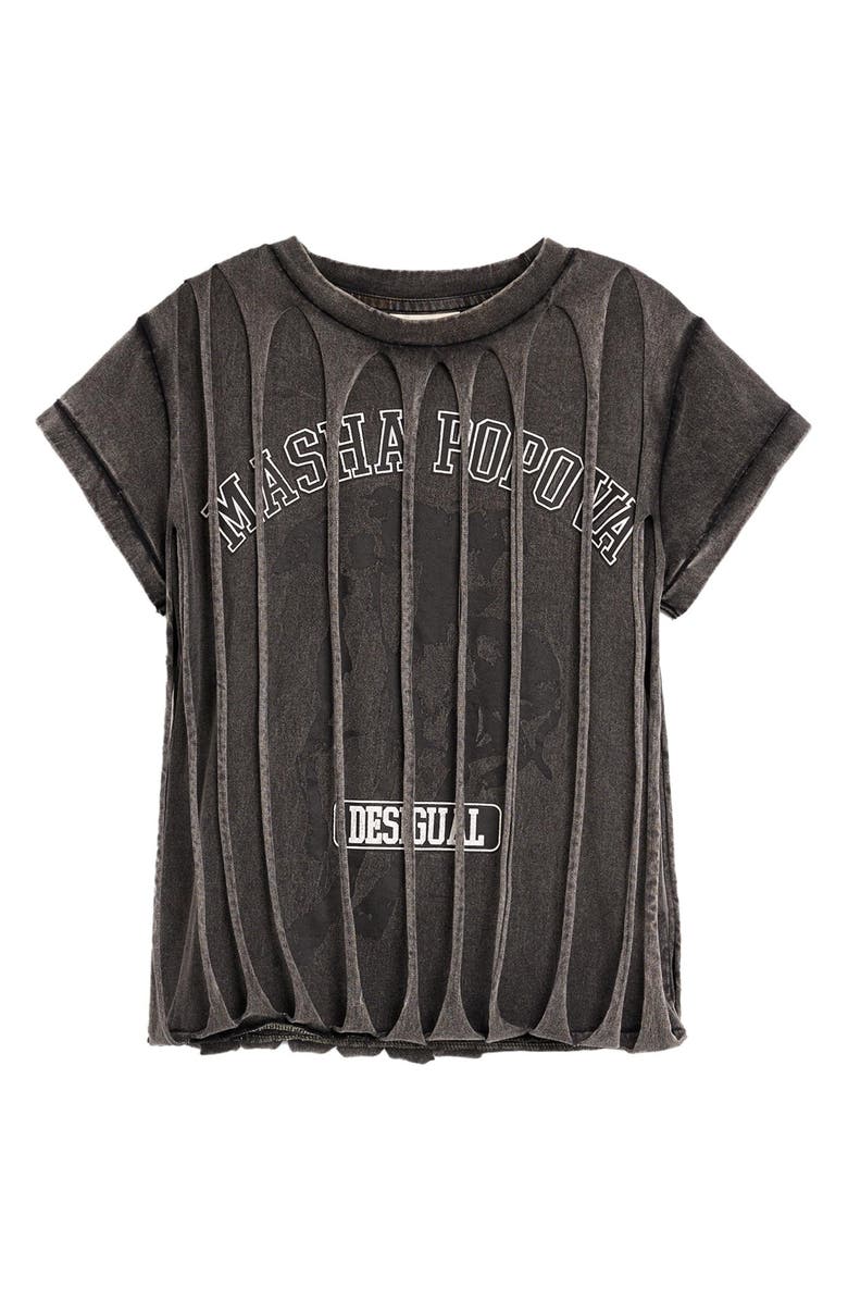 Desigual Slit Overlay T-Shirt, Alternate, color,