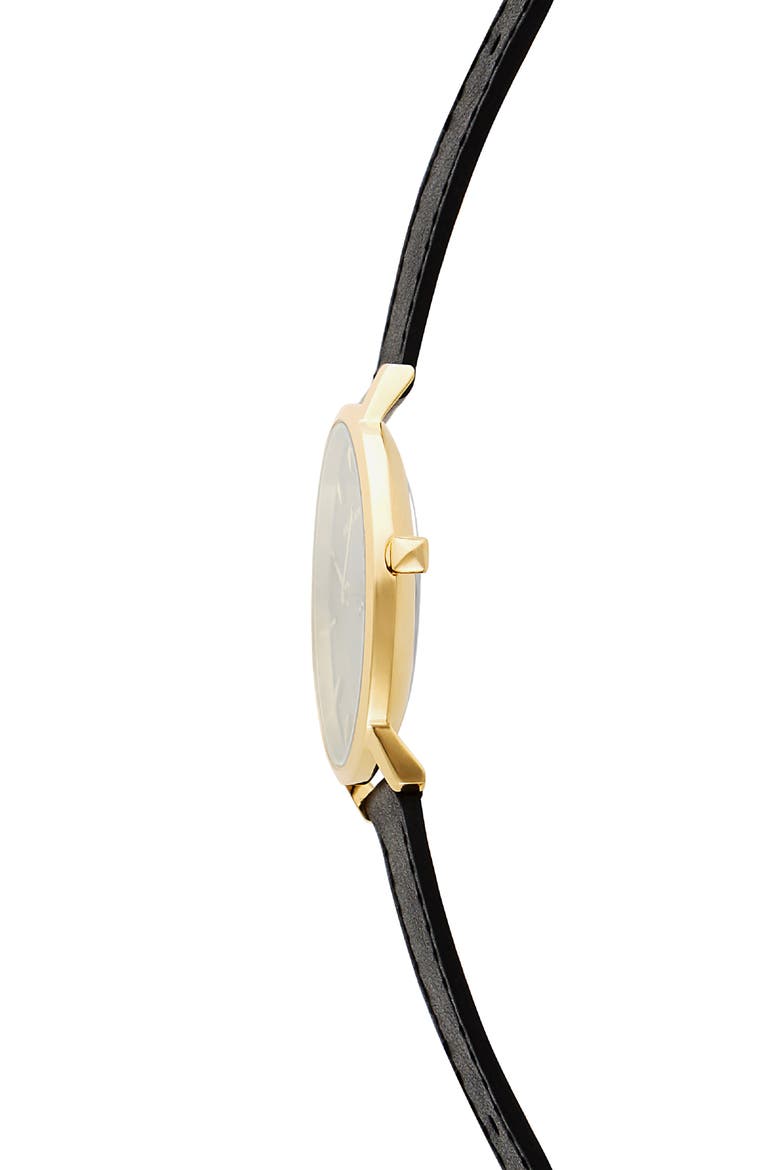 Major Leather Strap Watch, 35mm, Alternate, color, BLACK/ GOLD