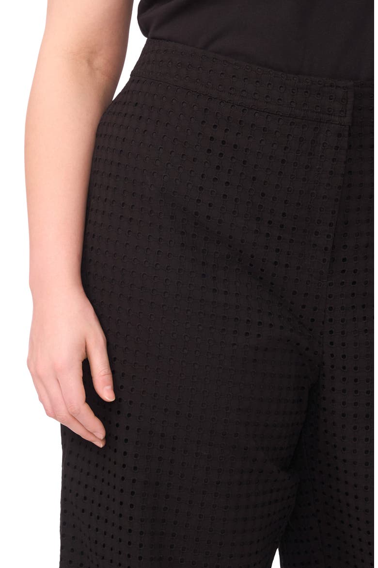 Eyelet Crop Straight Leg Pants, Alternate, color, RICH BLACK