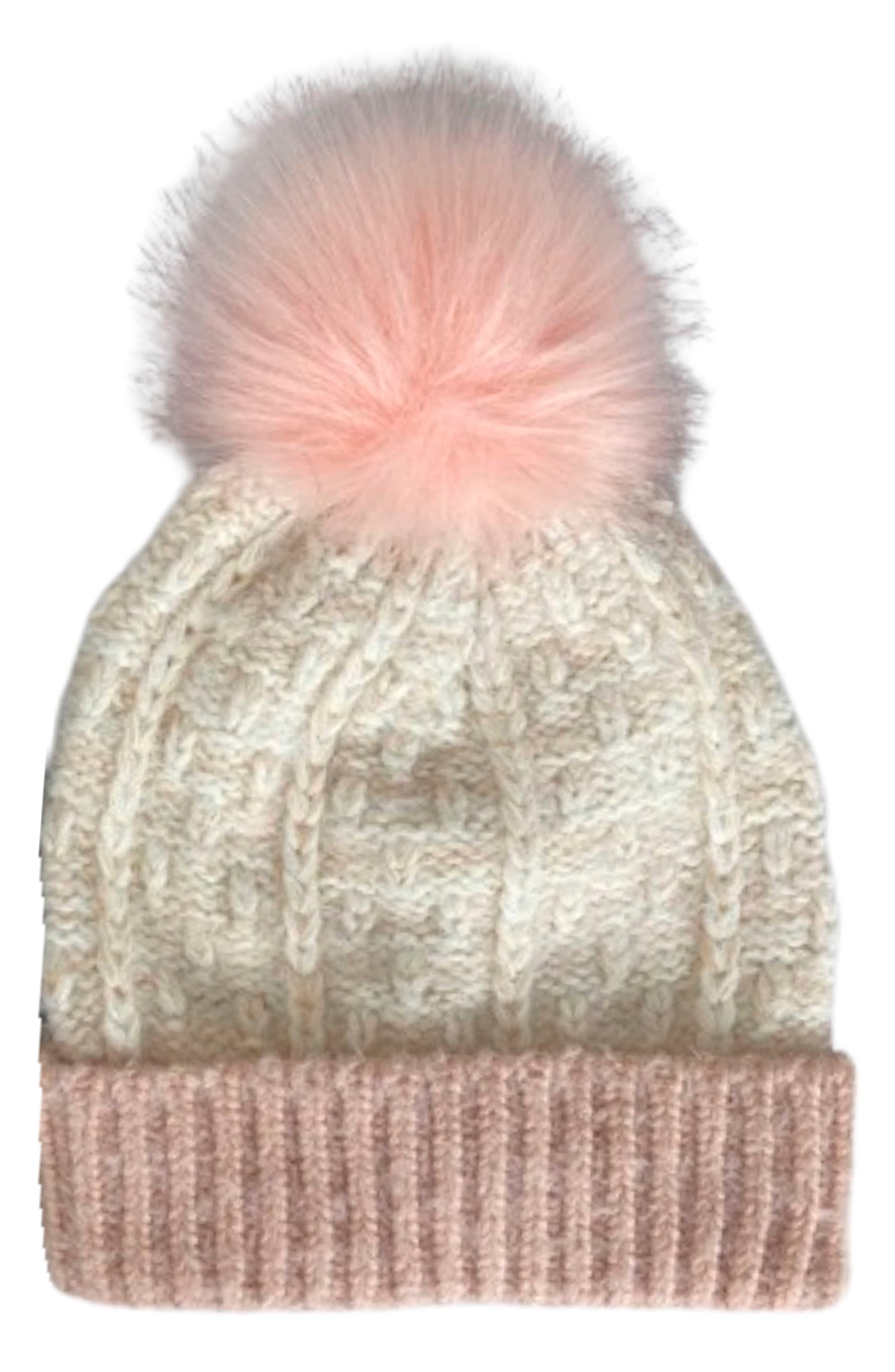 MARCUS ADLER Lurex Faux Fur Pompom Beanie