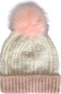 MARCUS ADLER Lurex Faux Fur Pompom Beanie