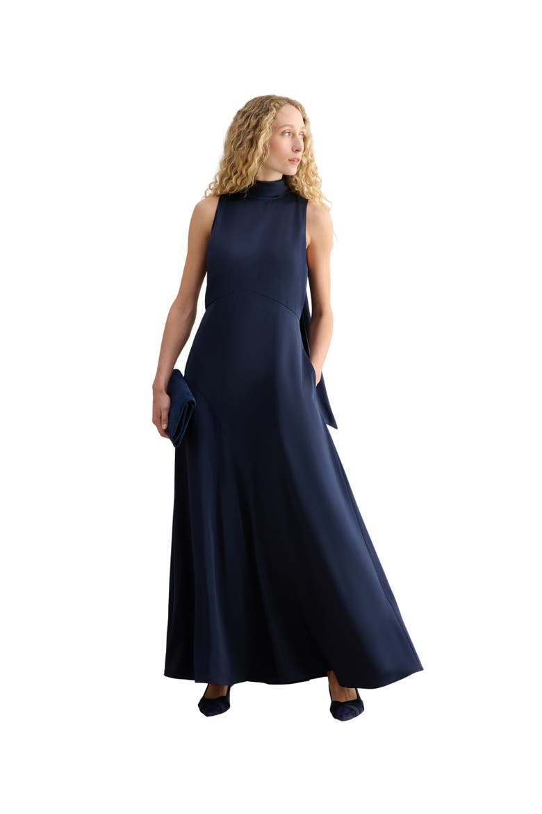 Marilyn Satin Maxi Dress, Main, color, Midnightnavy
