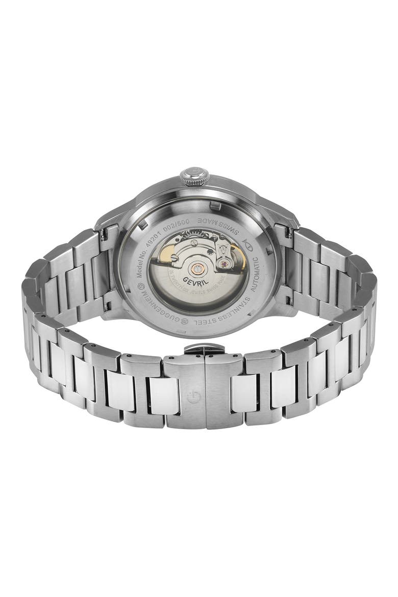 Guggenheim Swiss Automatic Bracelet Watch, 44mm, Alternate, color, SILVER