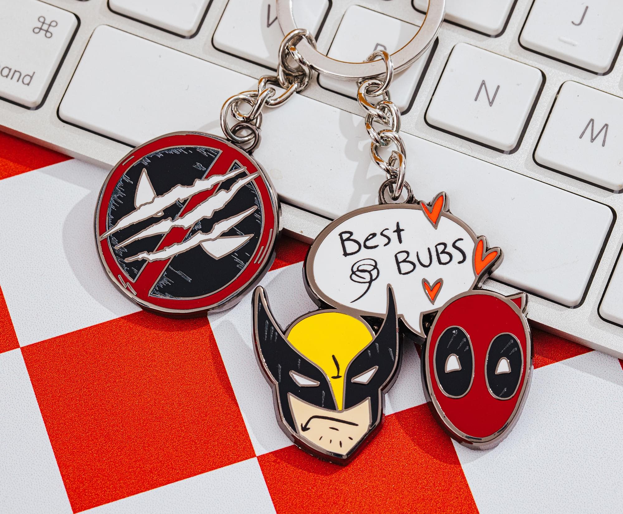 Toynk Marvel Studios Deadpool & Wolverine "Best Bubs" Enamel Charm Keychain, Alternate, color, Silver