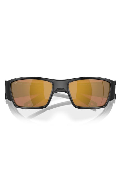 Costa Del Mar Corbina Pro 61mm Polarized Rectangular Sunglasses In Matte Black/gold Mirror