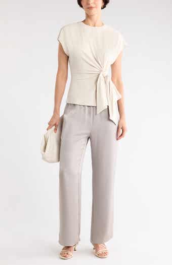 Short Sleeve Tie Detail Top