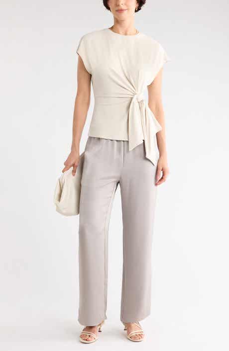 Short Sleeve Tie Detail Top