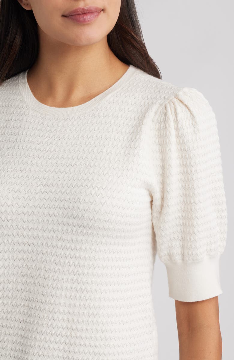 Madewell Puff Sleeve Merino Wool & Silk Sweater, Alternate, color, Ivory