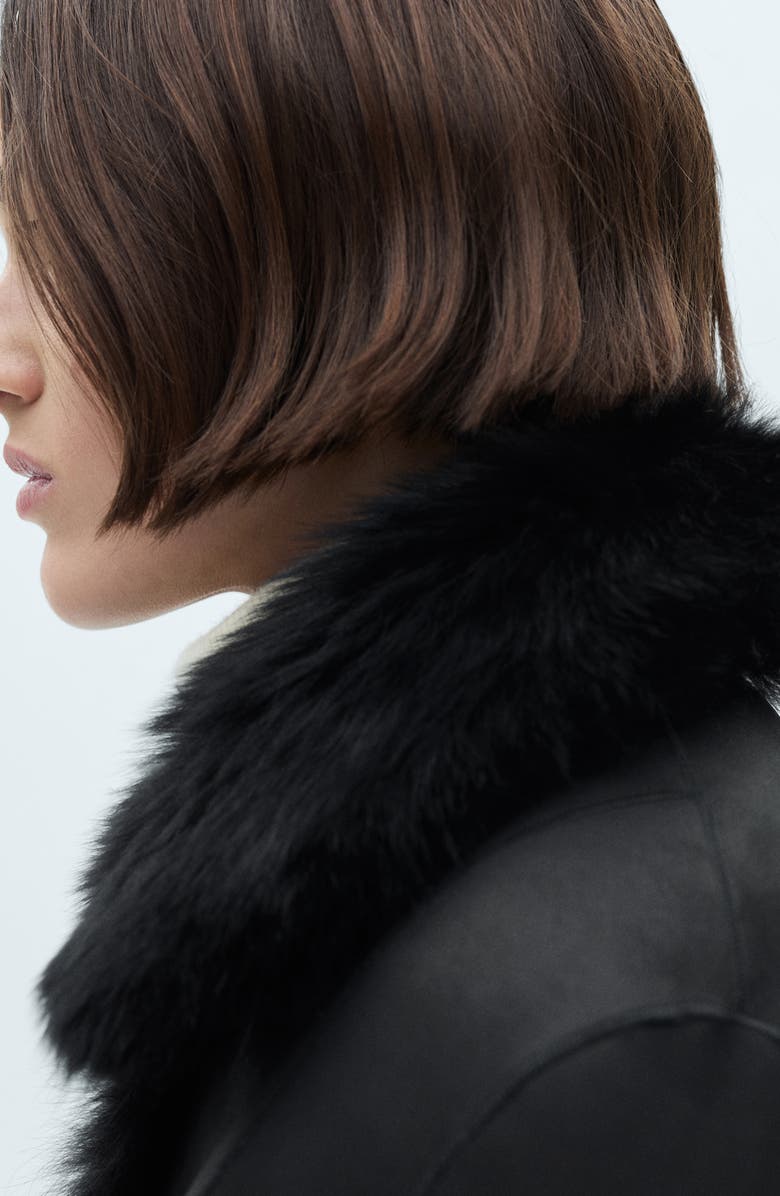 MANGO Reversible Leather & Faux Fur Crop Jacket, Alternate, color, 