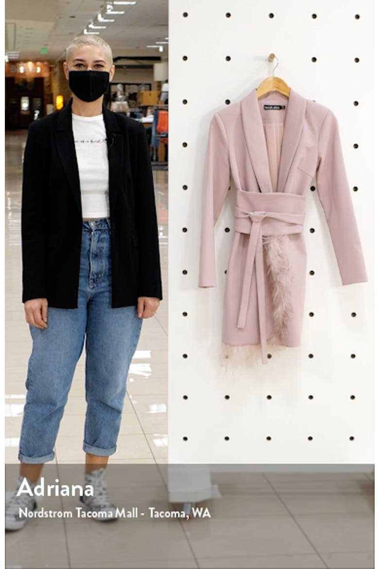 Feather Hem Long Sleeve Blazer Dress video