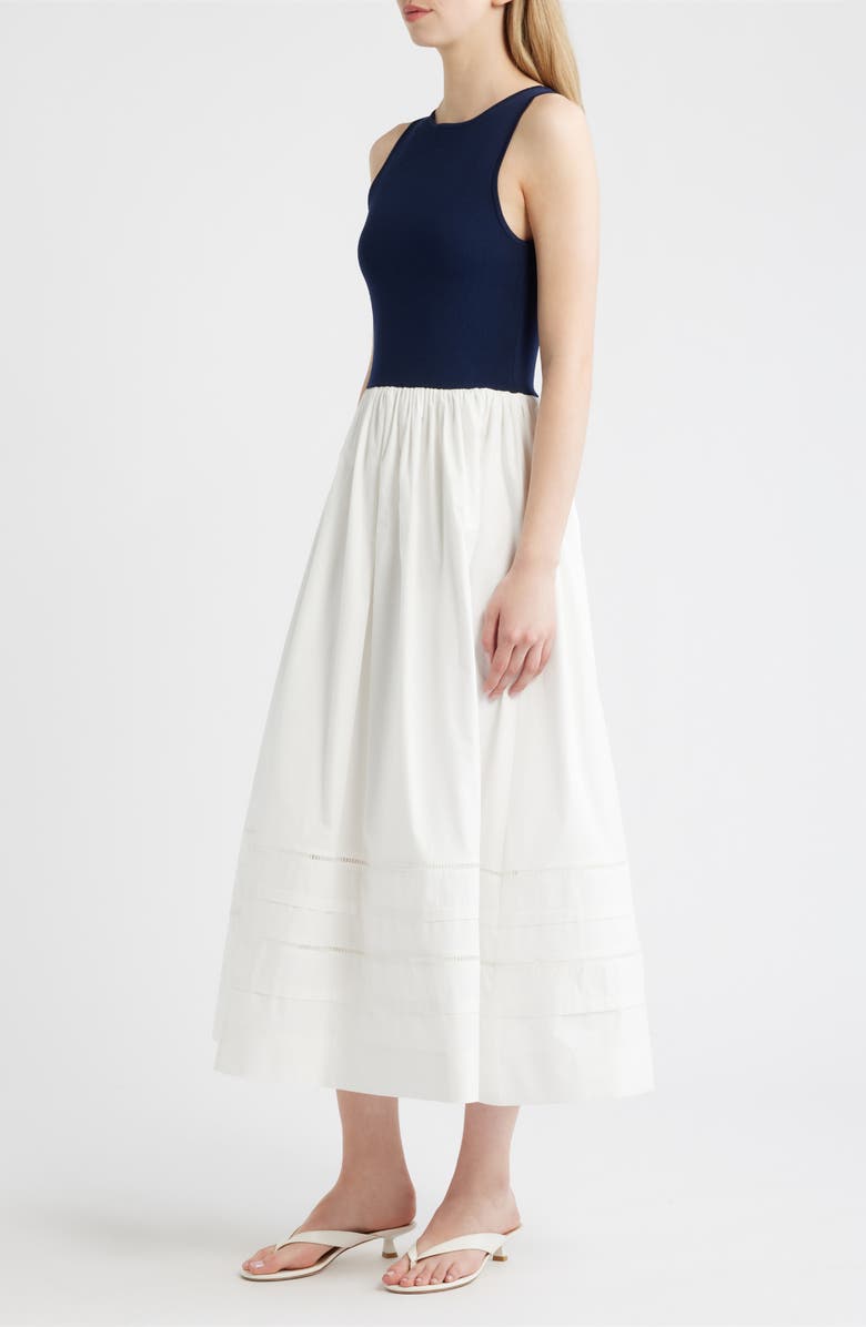 MOON RIVER Mixed Media Dress, Alternate, color, Navy/ Off White