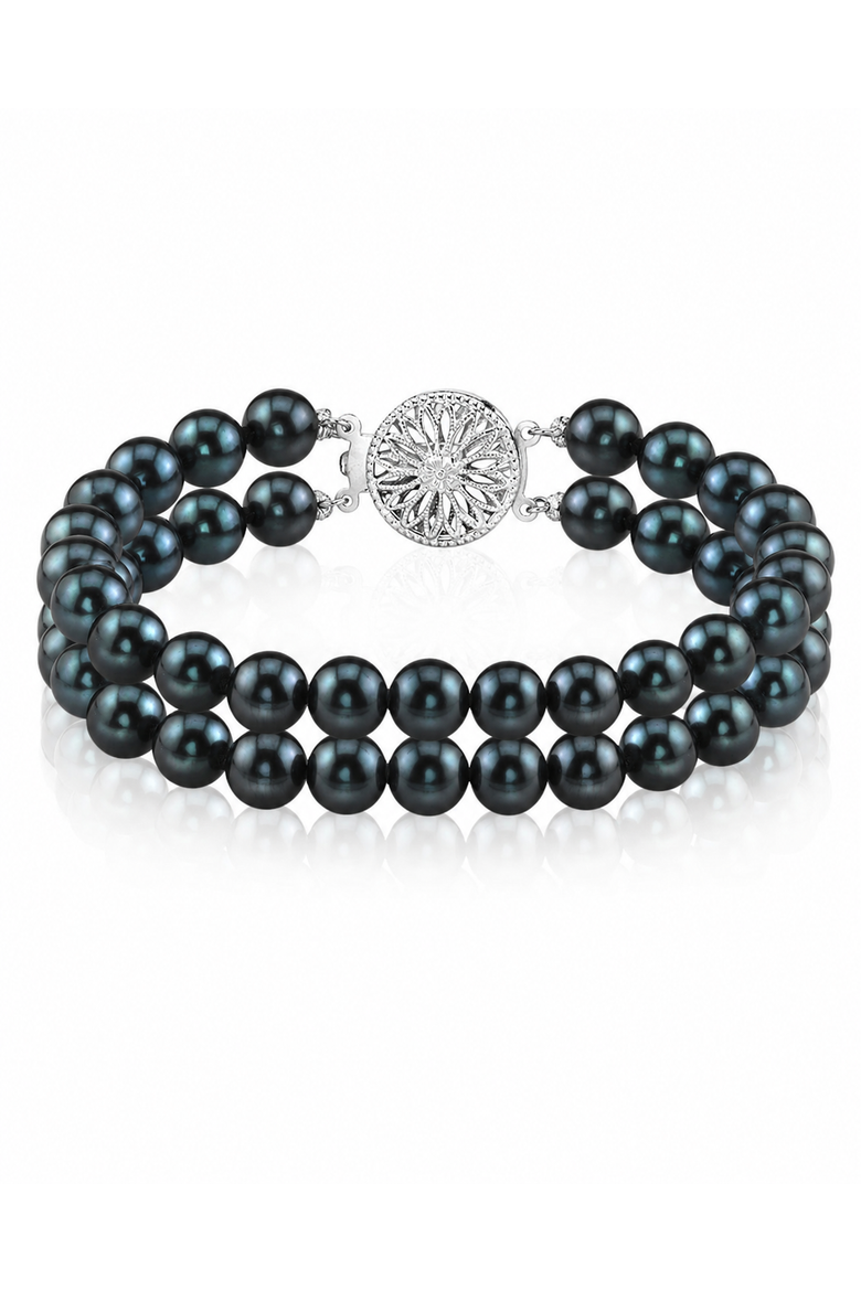 Japanese Akoya Black Double Pearl Bracelet, Main, color, Black Pearls