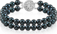 The Pearl Source Japanese Akoya Black Double Pearl Bracelet