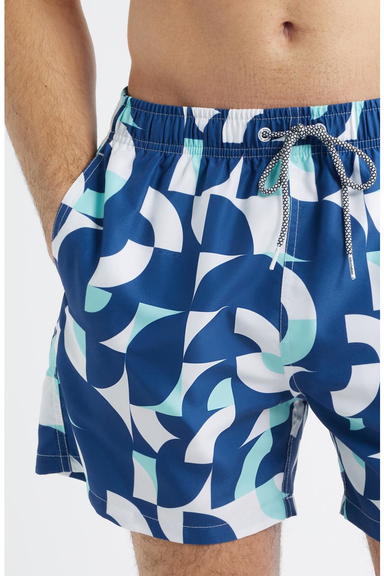 Abstract Print Swim Trunks, Alternate, color, BLUE MULTI