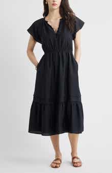 Caslon® Front Button Midi Dress