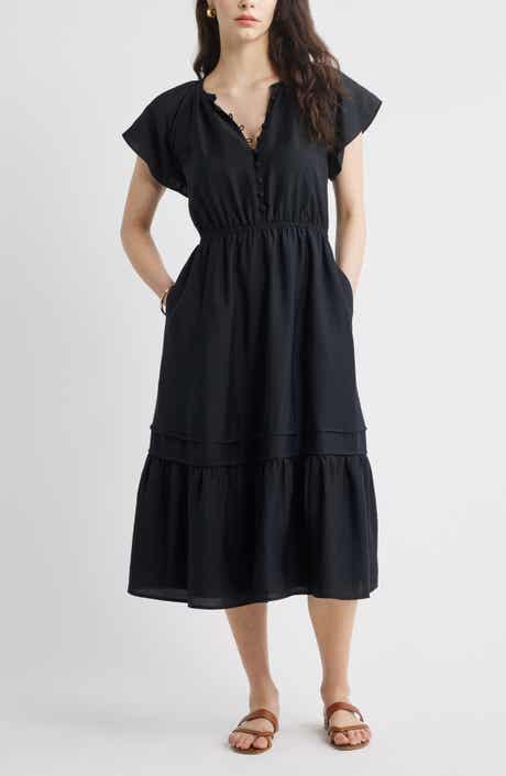 Caslon® Front Button Midi Dress