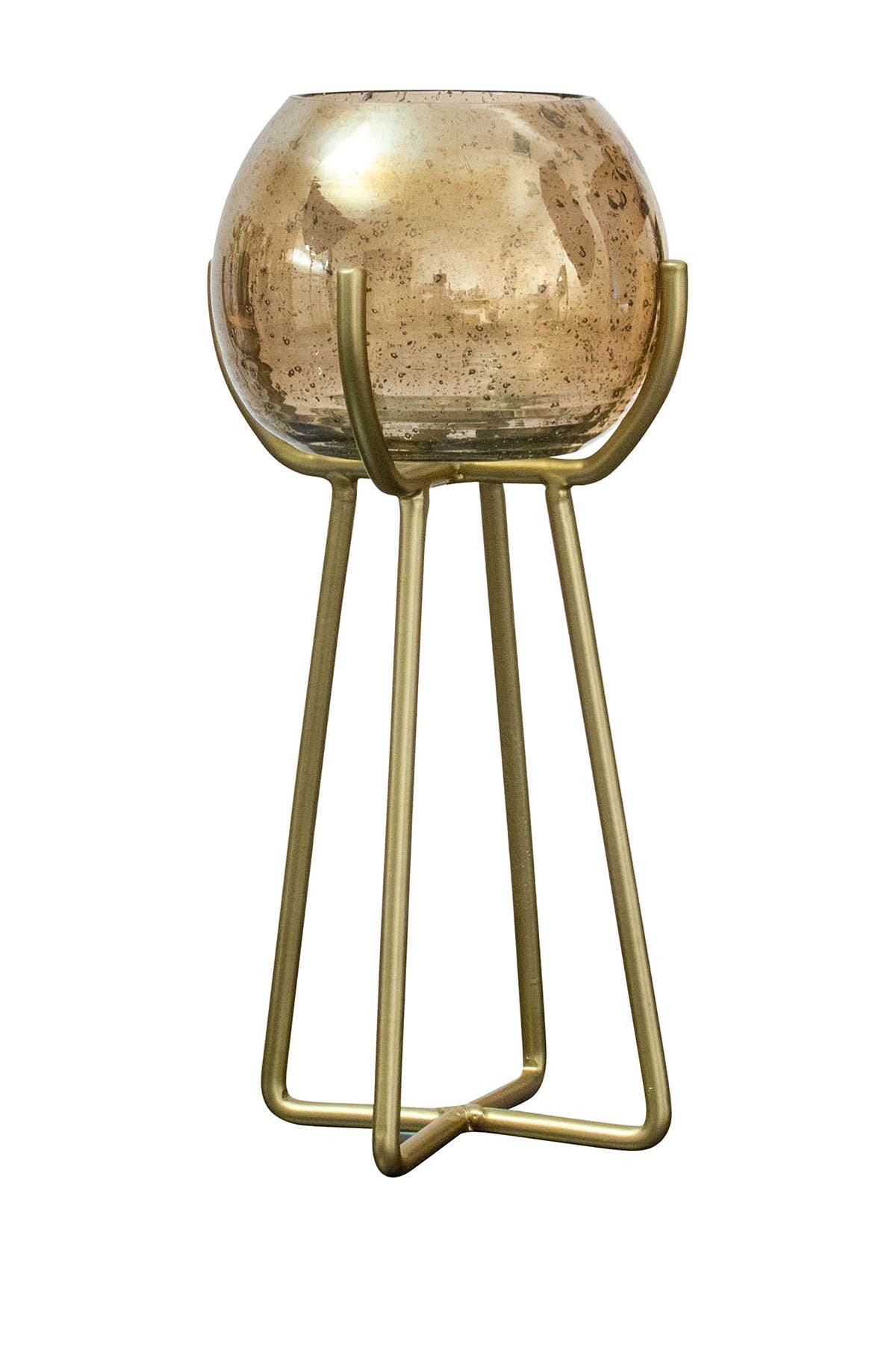 KARMA GIFTS Hand Bubble Glass Candle Holder - Gold - 9