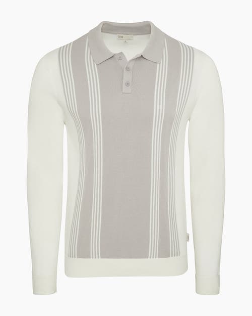 Onia Cotton Knit Long Sleeve Polo Sweatshirt In White