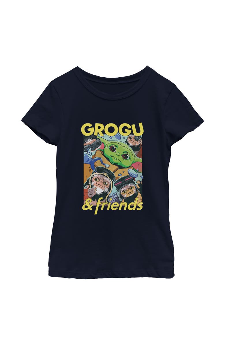Star Wars: The Mandalorian and Grogu Girl's Star Wars The Mandalorian and Grogu The Child And Friends Collage  Graphic T-Shirt, Main, color, Navy Blue