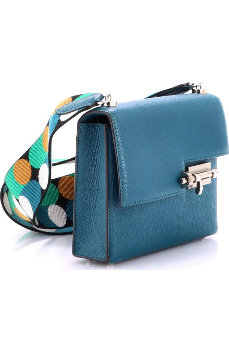 Pre-Owned Hermes Verrou Bag Chevre Mysore and Canvas Mini, Alternate, color, Vert Bosphore