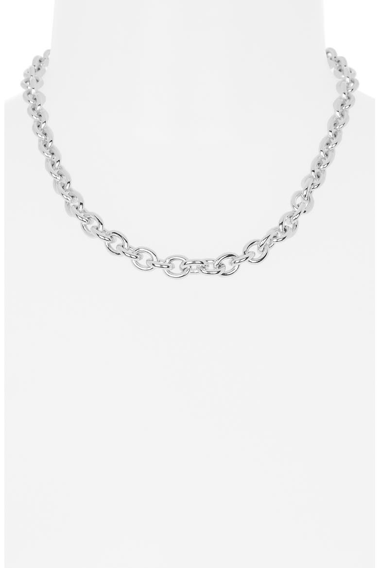 Chunky Oval Chain Necklace, Alternate, color, WARM SILVER