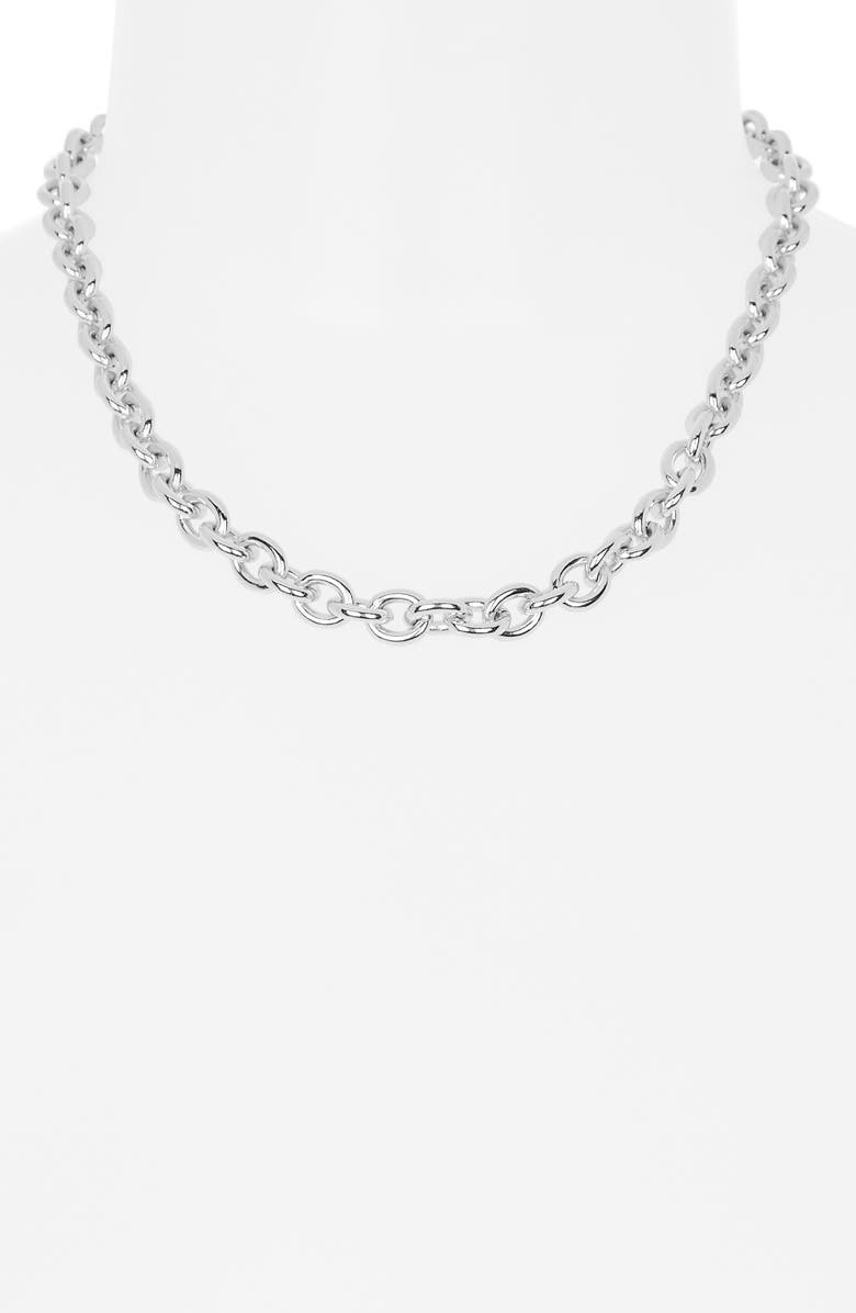 Madewell Chunky Oval Chain Necklace, Alternate, color, Warm Silver