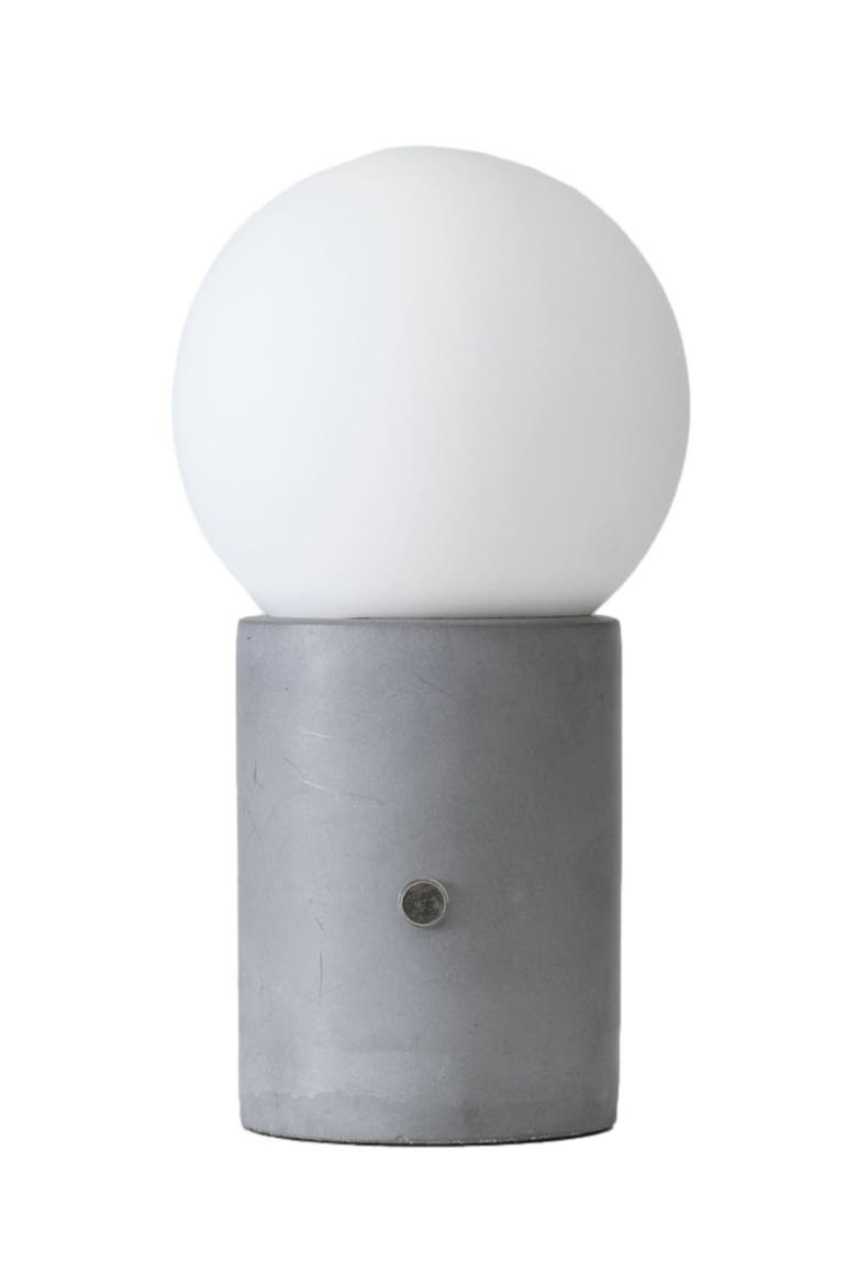 Kai 11" Modern Frosted Glass Orb Table Lamp with USB Charging Port and Built-In 3-Way Dimmer, Main, color, Cement Gray