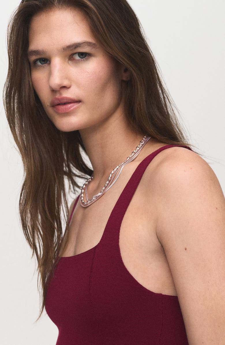 MANGO Knit A-Line Tank, Alternate, color, Wine