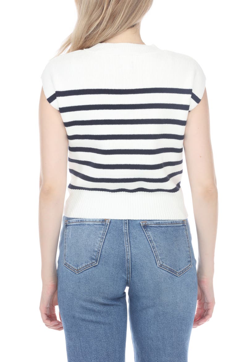 Striped Cap Sleeve Sweater, Alternate, color, WHITE