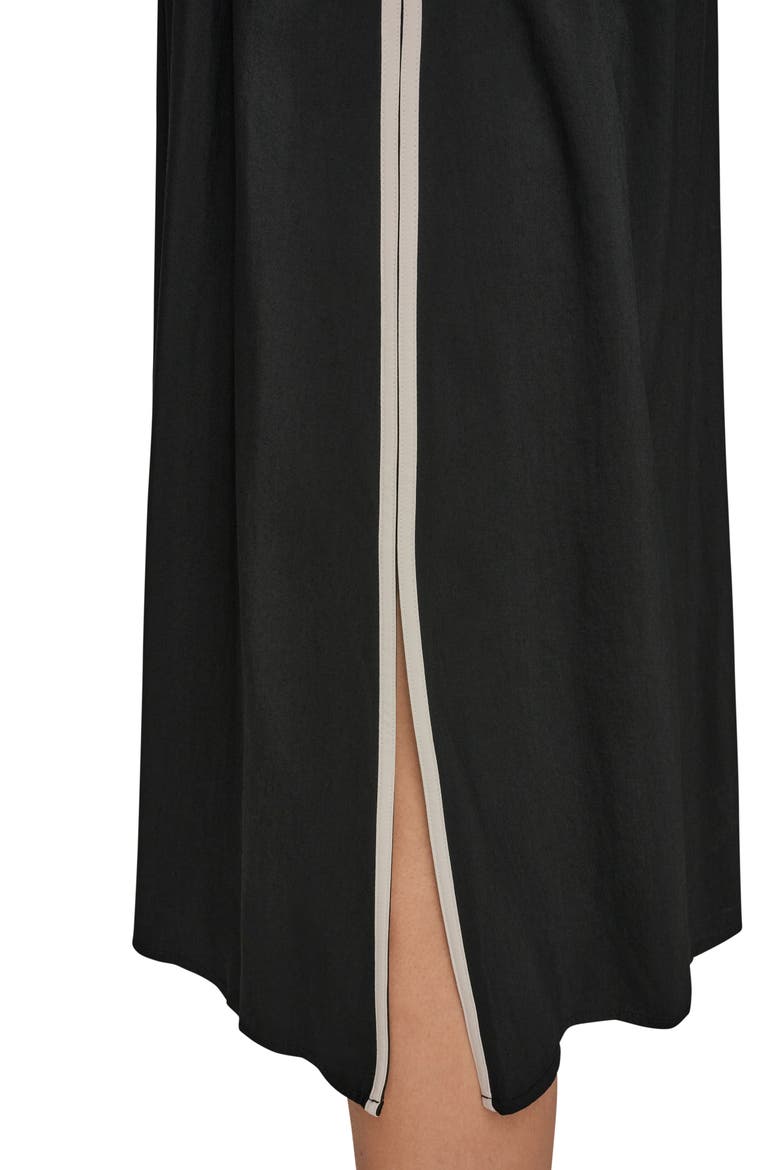 Cap Sleeve Piped Midi A-Line Dress, Alternate, color, BLACK/ CREAM